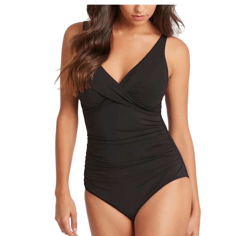 Sea Level Cross Front One Piece Swimsuit 4 - Picture 1 of 9